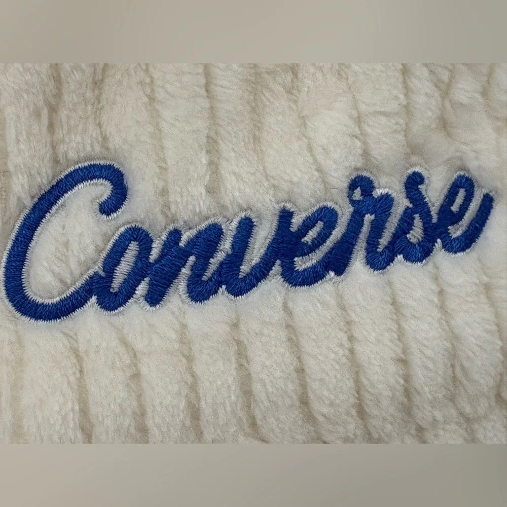 Converse Kids Sherpa Fleece Corduroy Wide Leg Jogger Pants Cream Girls Small